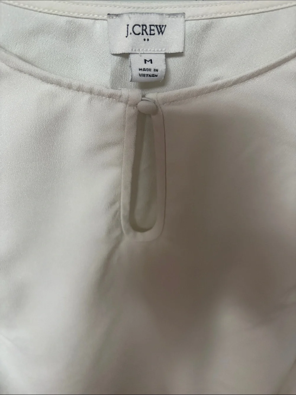 J. Crew Puff Sleeve Satin Back Crepe Top Women's Medium Keyhole Long Sleeve